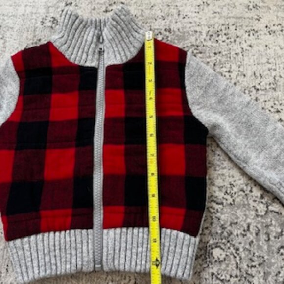 🧡3/15 Cat & Jack Check Knit Zip-Up Sweater Cardigan Jacket Boy Unisex 12M - Picture 2 of 8